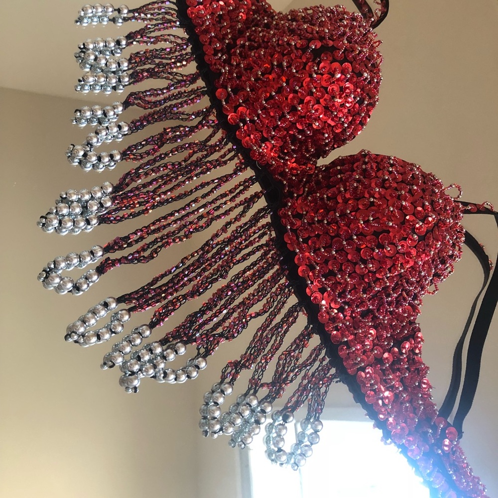 Red Sequined Bra